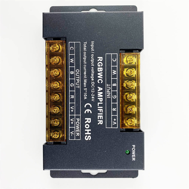 LED RGBCCT Amplifier DC12-24V 5*10A 5CH RGB+CCT Signal Repeater RGB Color Temperature RGBWW Strip Light RGBWC Power Amplifier