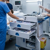 Carrito Médico Multifuncional para Hospital, Carro de Medicamentos Móvil con Cerradura y Gabinete para Sala de Estancia