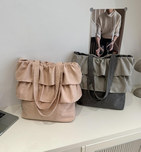 Bolso de compras de lona, gamuza y satén con volantes, estilo francés a la moda, para niñas, primavera y verano - Product Image 3