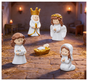 Figurines religieuses miniatures en résine, ensemble de crèche de Noël, sculpture de l'ange bébé Jésus, fée avec ailes, personnage, jouet pour enfant, cadeau - Product Image 2