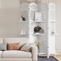 Pembatas Ruangan Kayu Lipat Modern dengan 4 Panel Desain Multifungsi Buatan Tangan Partisi Opak untuk Ruang Tamu & Kamar Tidur