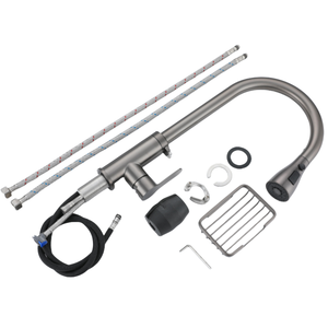 Grifo de Cocina Extraíble de Acero Inoxidable 304 Negro Mate, Diseño Moderno, Válvula de Cerámica para Agua Fría y Caliente, Giratorio - Product Image 6