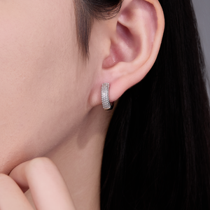 <span class=keywords><strong>Orecchini</strong></span> a Cerchio in <span class=keywords><strong>Argento</strong></span> Sterling S925 con Moissanite da 0,7 CTW, Design Rettangolare Scintillante con Pavé - Product Image 5