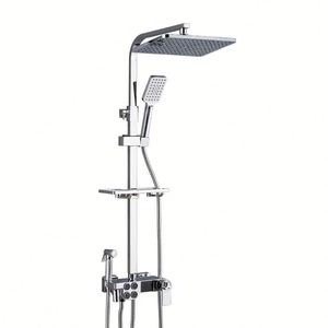 Ensemble de robinetterie de douche intelligente chromée avec affichage numérique, touches piano et système de pluie - Product Image 6