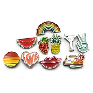 Wholesale Collar Brooch Strawberry Lips Pins Custom Colorful Fruit Soft Enamel Lapel Pineapple Pin