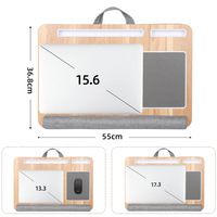 Table Portable en bois pour ordinateur Portable, plateau de lit avec tapis de souris coussin d'oreiller doux pour 17 pouces + support de tablette de téléphone intégré pour ordinateur Portable