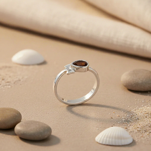925 Silver Teardrop Garnet <b>Adjustable</b> <b>Ring</b> for Women Fashionable 18K Gold Plated Inlay Style Trendy Gift Jewelry - Product Image 1