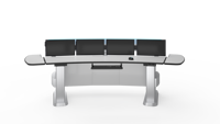 Console de salle de contrôle ergonomique intégrée, table de travail moderne à hauteur réglable, mobilier de poste de travail