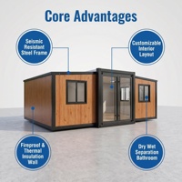 Maison conteneur en structure acier extensible avec panneaux sandwich pour appartements et villas