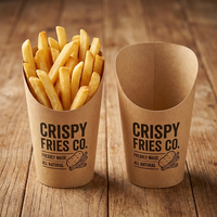 Gaufres aux œufs, frites, chips, cuillère à glace, collations, gobelet en papier kraft, seau en papier
