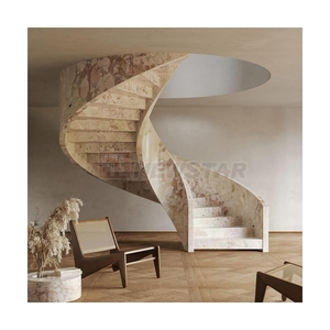 Escalier en marbre de style <span class=keywords><strong>italien</strong></span> Newstar, sur mesure, en spirale, courbé, escaliers en pierre, ornement d'intérieur, marches en marbre - Product Image 2
