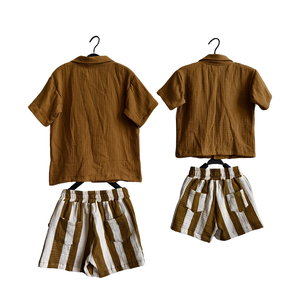 Custom <span class=keywords><strong>Baby</strong></span> Kids Jongens Mousseline Outfit Poloshirt Met Korte Mouwen En Gestreepte Korte Broek Set Zomer Babykleding - Product Image 3
