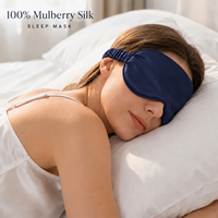 Ensemble de masques pour les yeux en soie de haute qualité avec impression numérique personnalisée pour les centres de spa et de bien-être, argent/champagne/bleu foncé