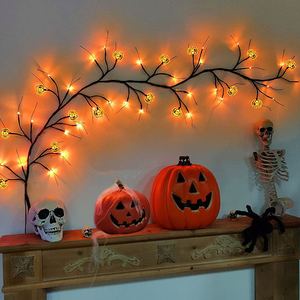 Luces de Calabaza de Halloween, Guirnalda de Luces LED con Forma de Murciélago, Luces de Mimbre, Lámpara de Árbol Flexible, Decoración Colgante para Fiestas de Halloween - Product Image 2