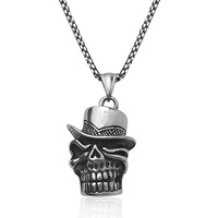 Pendentifs en acier inoxydable pour femmes et hommes, style rétro, motif de crâne et de serpent, charme rond, bijoux punk tendance, vente en gros