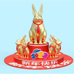 Fiberglass Cartoon <b>Rabbit</b> Sculpture Outdoor <b>Garden</b> Decor Modern Animal Shape Glossy Finish Freestanding Landscape <b>Ornament</b> - Product Image 4
