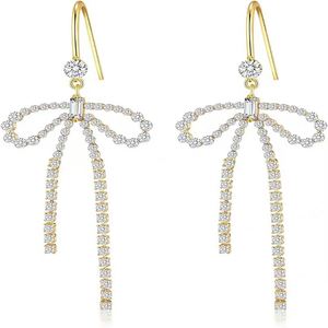 Boucles d'oreilles pendantes en zircon élégantes et tendance pour femmes, en argent 925 de haute qualité, plaquées or, cadeau, vente en gros directe d'usine - Product Image 2