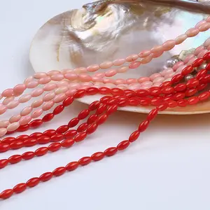 5*9mm Coral Rice Shape Loose Gemstone Beads Strand For Coral Jewelry Making