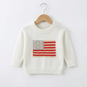 Sweater Pullover Bendera Amerika 4 Juli Unisex Bayi Baru Lahir-Balita Katun Lembut Bernapas Elastis Ringan Patriotik - Product Image 6