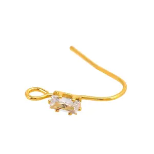 2404 U-shaped ear semi-finished hook accessories diy jewelry micro-inset zircon 14K bag gold color ho