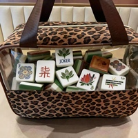 Sac de rangement multifonctionnel American Mahjong, motif léopard, grande capacité, sac à main zippé 30CM, pour ranger les outils de jeu de Mahjong