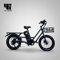 Sepeda Listrik Kargo Tugas Berat untuk Pengiriman, Motor Hub Belakang, Rem Cakram, Ban Tebal 20*3.0 inci, 48V 20.8Ah 500W, Sepeda Kargo Elektrik