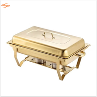 Hoge kwaliteit gouden 9L roestvrijstalen chafing dish buffetset, stapelbaar, 9L capaciteit, voedselwarmer voor restaurant- en hotelservice