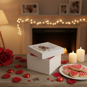 Personalized White Gift <b>Box</b> with Love Design and <b>Photo</b>-Valentine's Day Edition - Product Image 3