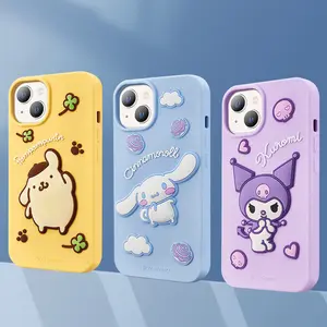 3D Stereo Silicone Màu Hồng Dễ Thương KT Mèo Giai Điệu Sanrio Điện Thoại Trường Hợp Đối Với iPhone XR XS 11 12 13 14 Pro Max Di Động Bìa Funda