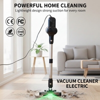 Aspiradora de mano y de palo 2 en 1 de alta potencia de succión, con cable, sin bolsa, eléctrica y con luz LED, ideal para el