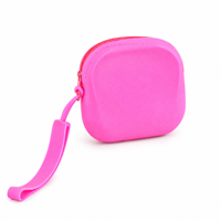 Porte-monnaie en silicone personnalisé OEM avec fermeture éclair, étanche, anti-chute, extensible, pour écouteurs, unisexe, avec porte-clés, idéal comme cadeau