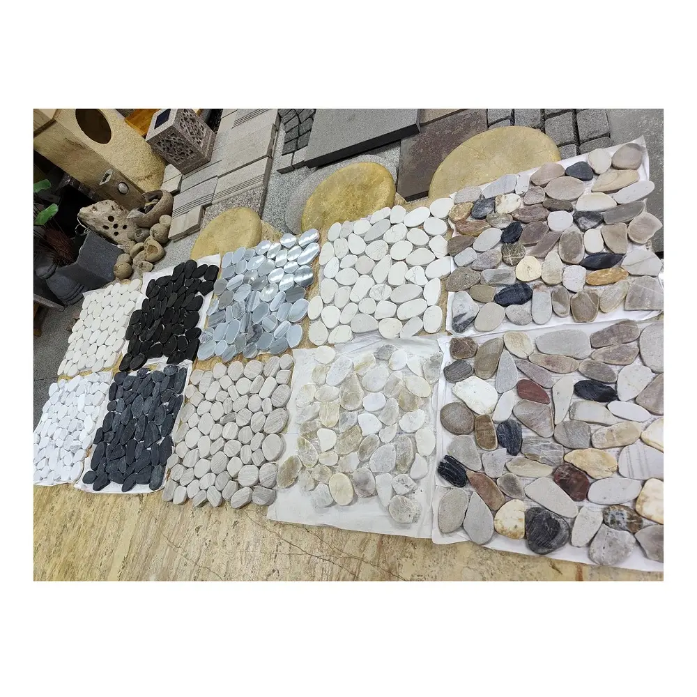 Rio mármore rochas irregulares malha seixo pedra mosaico telha para parede interior e decoração do assoalho