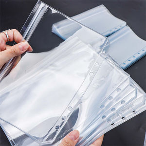 A5 A6 A7活页夹2口袋透明聚氯乙烯拉链袋平密封拉链袋，带侧开无拉链口袋现金信封 - Product Image 3