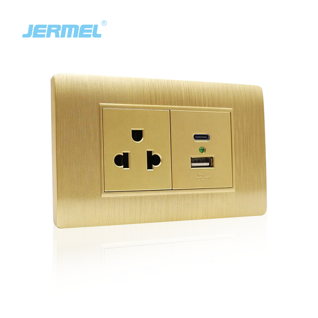 American Standard High Quality Flame Retardant PC Plate USB Outlet Type-A Type-C Power Socket South America USB Wall Socket
