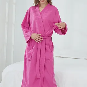 NANTEX เสื้อคลุมอาบน้ำวาฟเฟิลสำหรับผู้หญิง,เสื้อคลุมอาบน้ำสปาวาฟเฟิลชุดคลุมอาบน้ำกิโมโนวาฟเฟิล