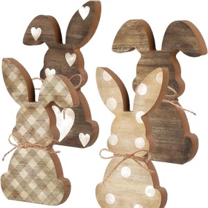 Wooden Easter Bunny Tray Decoration MDF Handmade Indoor Table Centerpiece For Easter - Product Image 5