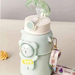 Botella de agua infantil con pajita, taza portátil para viajes al aire libre, diseño de dibujos animados, a prueba de fugas, para niños, deportiva. - Product Image 4