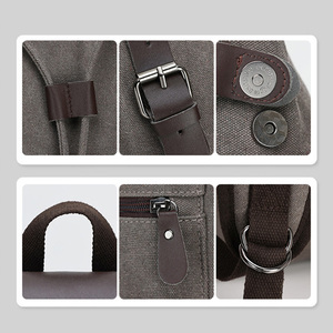 Custom Men's Style Trend Custom Logo 15.6 Inch Laptop <b>Backpack</b> <b>Vegan</b> Vintage Leather Canvas Waterproof Anti-theft School B - Product Image 3