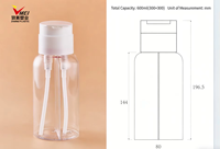 Bouteille de soin de la peau à double compartiment gauche-droite de 600 ml (300 ml + 300 ml) pour lotion et shampoing, avec double pompe, impression sérigraphique personnalisée, en PET