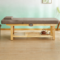 Table de massage électrique USB avec dossier réglable, en bois, pour salon de beauté, spa, avec grand espace de rangement