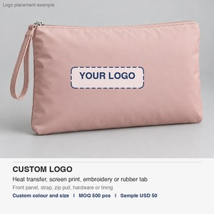Clutch <b>Bag</b> Oversized Nylon Pouch Clutch with Wrist Loop Zip Top 30x20cm Women Custom Logo - Product Image 4