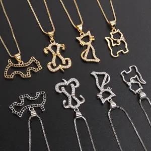 Độc Đáo Thời Trang Động Vật Đồ Trang Sức 18K Mạ Vàng Zircon Puppy Mặt Dây Chuyền Mèo Giáng Sinh Vòng Cổ Dễ Thương Con Chó Cho Trẻ Em Trai Cô Gái Choker