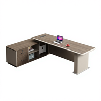 Escritorio de Oficina de Alta Gama en Forma de L, Antiarañazos, Liso, Ordenado y Elegante, con Muebles de Almacenamiento para Gerentes y Jefes