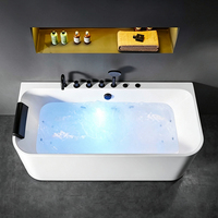 Baignoire de massage indépendante d'angle en acrylique avec buses de massage LED