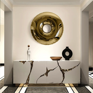 Specchio da Parete Rotondo Moderno in Acciaio Inossidabile Maoping, Superficie Lucida, per <span class=keywords><strong>Soggiorno</strong></span> <span class=keywords><strong>e</strong></span> Decorazione TV, Produzione OEM ODM - Product Image 2