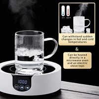 Ensemble de tasses et de gobelets en verre borosilicate écologique de luxe de 12 oz (350 ml) avec couvercle en bambou