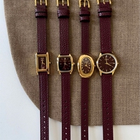 Montre à quartz vintage IEKE Ankela rouge et élégante avec bracelet en cuir rétro pour femmes, montre à quartz de luxe légère et de niche