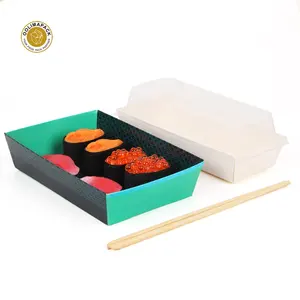 最优惠价格可堆肥纸质寿司盒环保寿司去盒包装