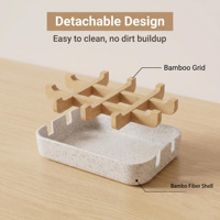 Support de plateau de service en bambou sans plastique personnalisé support de barre de lotion de salle de bain avec plateau en bambou de drainage