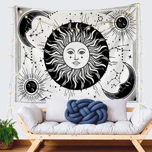 <span class=keywords><strong>Tapisserie</strong></span> murale suspendue pour la maison, série noir et blanc, imprimée, imperméable, occultante, 100% polyester, 130x150cm, design personnalisable - Product Image 1
